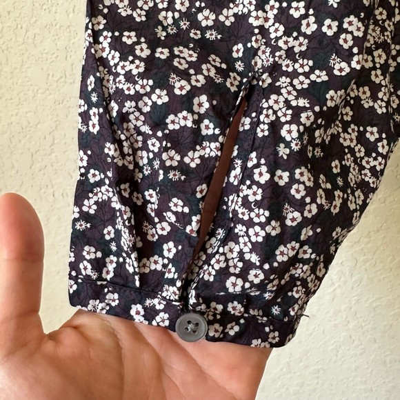 J. CREW Liberty L/S Floral Smocked Waist Blouse Top in Navy Sz S EUC W6947 - Picture 7 of 12